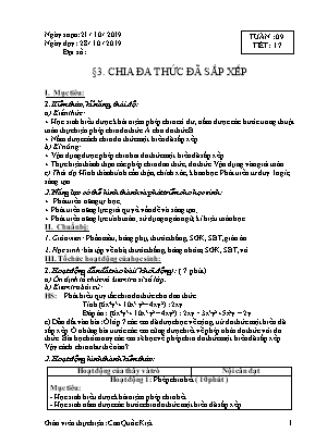 Giáo án Đại số Lớp 8 - Tuần 9 - Năm học 2019-2020 - Cao Quốc Kiệt